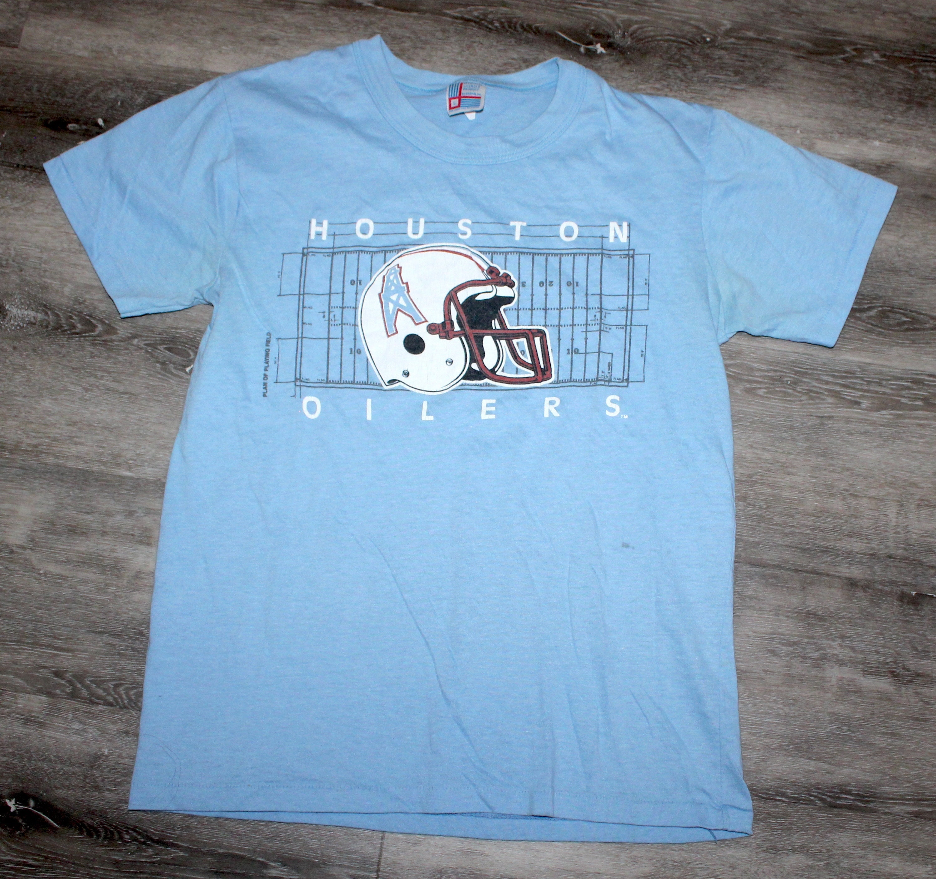 Men's Houston Oilers Mitchell & Ness White/Light Blue Historic Logo Mesh  V-Neck T-Shirt