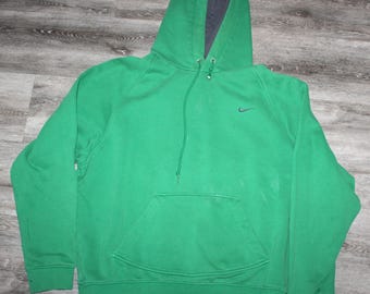 Vintage 90s 2000s Clothing y2k Nike Air Sportswear Brand Men Size Medium Retro Embroidered Mini Swoosh Logo Green Pullover Hoodie Sweatshirt