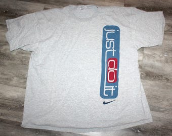 Vintage 90s Clothing Nike Air Sportswear Brand Just Do It Men Size XL / Oversized Womens Retro White Tag Mini Swoosh Short Sleeve T Shirt