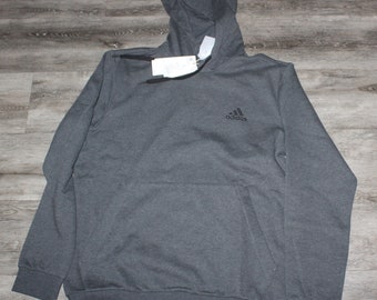 Vintage des années 2000 vêtements des années 2010 Adidas Sportswear marque hommes taille grande / surdimensionné femmes logo trèfle gris manches longues sweat à capuche