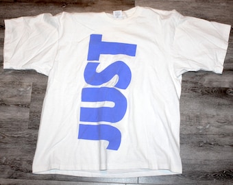 Vintage 90s 2000s Clothing y2k Nike Air Sportswear Brand Men Size Medium Retro Just Do It Neon Grey Silver Tag Swoosh Short Sleeve T Shirt