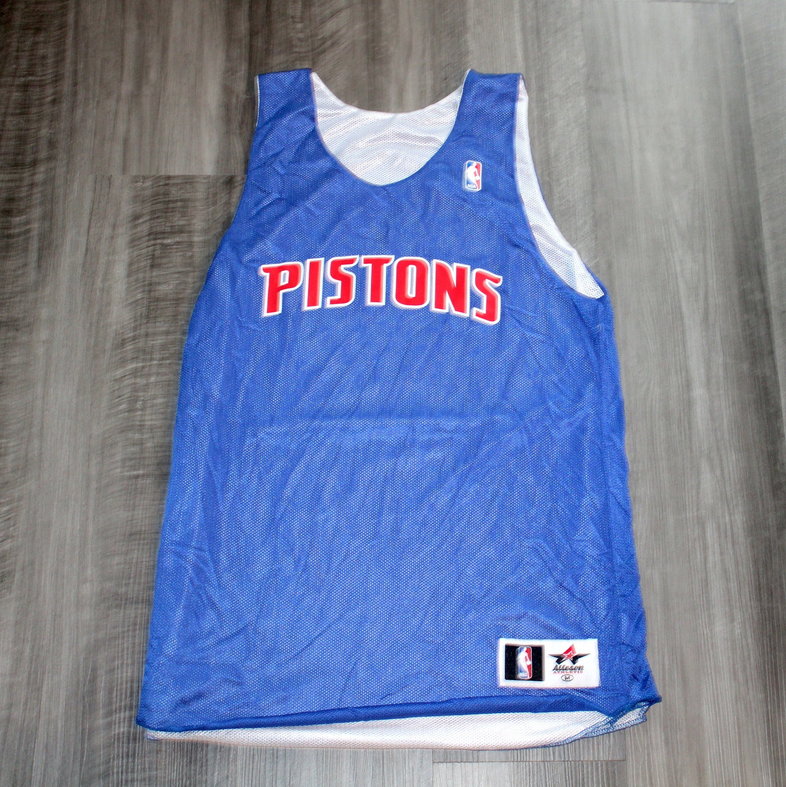 Detroit Pistons Custom Made Large US 50th Jersey Reversible Mens