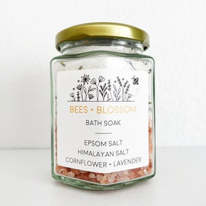 Custom Bath Salts Bath Soak Gifts - Wedding Favors, Party Favors, Bridal Shower Favors, Baby Shower Favors, Corporate Gifts, Self Care Gifts