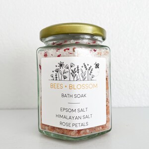 Custom Bath Salts Bath Soak Gifts - Wedding Favors, Party Favors, Bridal Shower Favors, Baby Shower Favors, Corporate Gifts, Self Care Gifts