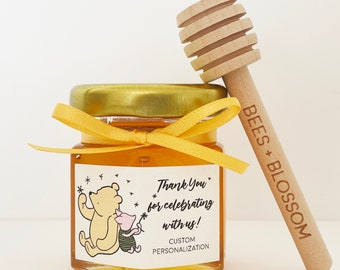 Charming Winnie the Pooh Honey Jar Party Favors | Smallest Things (Hearts) | Baby Shower, Birthday, Wedding, Bridal Shower Honey Jars