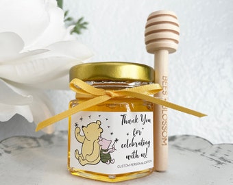 2oz Charming Winnie the Pooh Honey Jar Party Favors | Pooh Baby Shower Honey Jar Favors, Birthday, Wedding Favors, Bridal Shower Favors