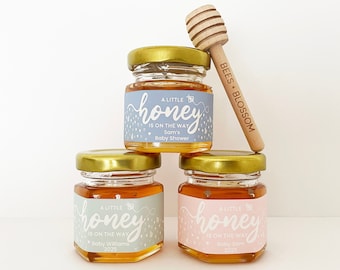 Honey Jar Favors with Color Labels | Baby & Bridal Shower