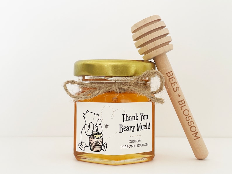 2oz Rustic Winnie the Pooh Honey Jar Favors Pooh Baby Shower Honey Jar Favors, Birthday Favors, Winnie the Pooh Party Favors, Honey Favors 1. TY Beary Much