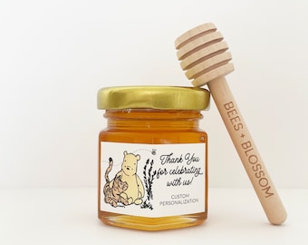Charming Winnie the Pooh Honey Jar Party Favors | Thx 4 Celebrating (Bee) | Baby Shower, Birthday, Wedding, Bridal Shower Honey Jars