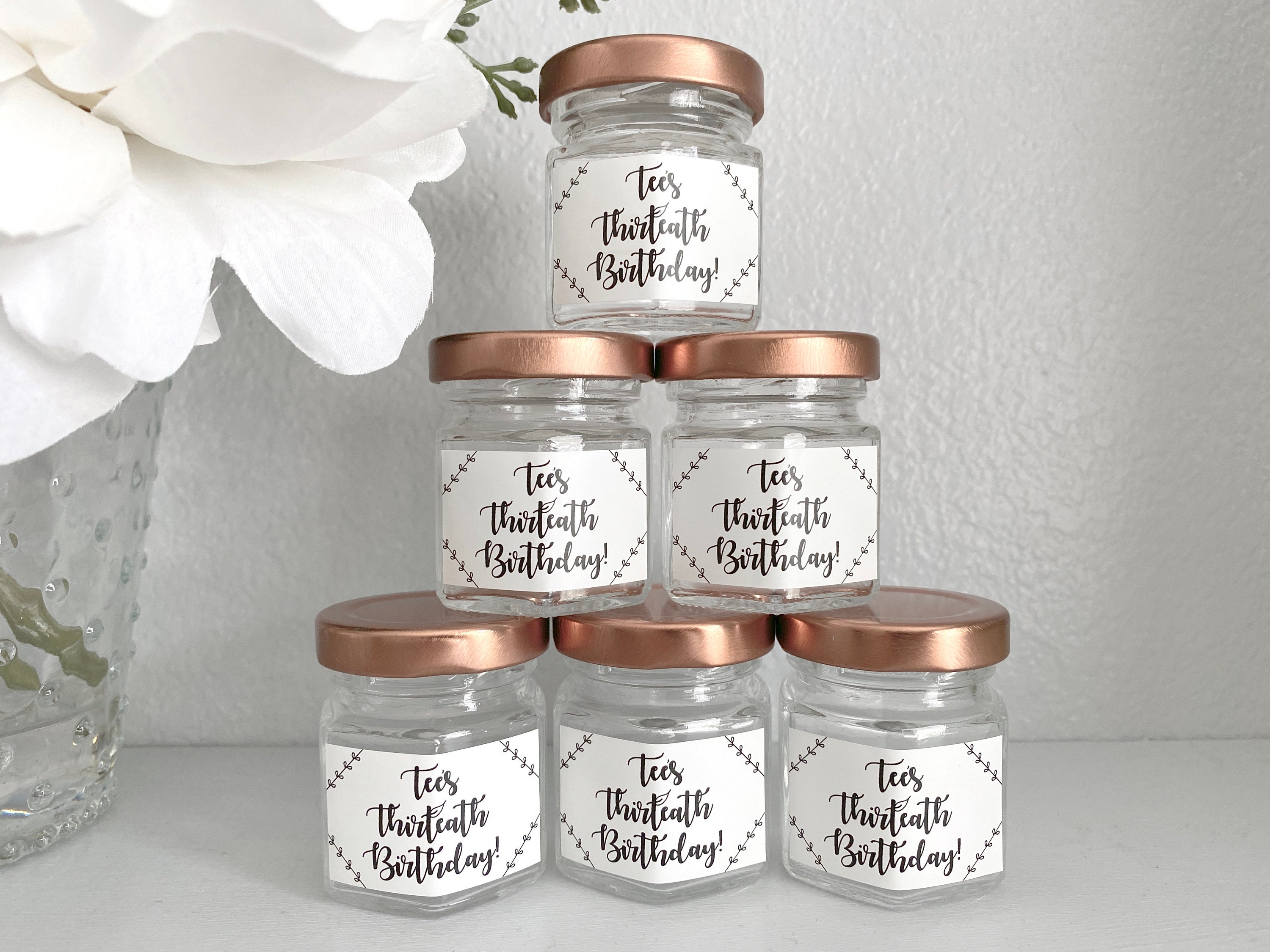 26-PACK Mini Hexagon Glass Jars with 2 Types of Labels: Chalk