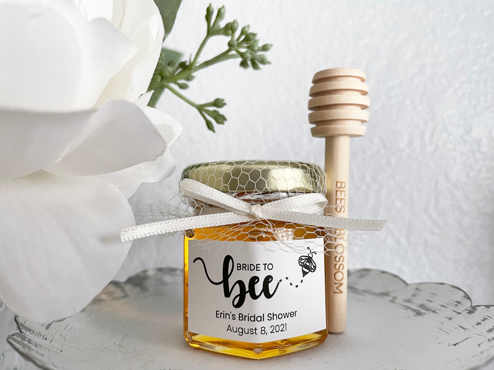 2oz Custom Premium Honey Jar Favors With Kraft Labels Etsy