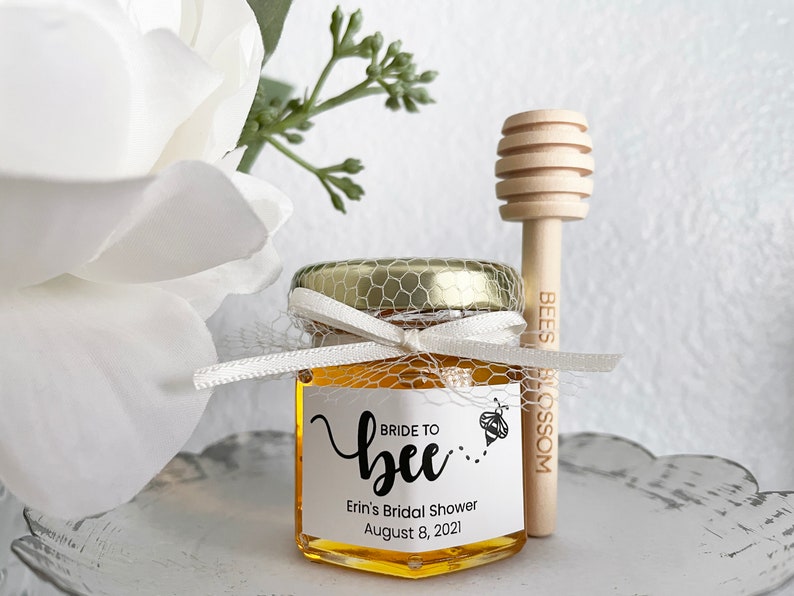 2oz Custom Premium Honey Jar Favors With Kraft Labels Etsy