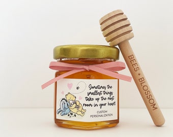 Charming Winnie the Pooh Honey Jar Party Favors | Smallest Things (Hearts) | Baby Shower, Birthday, Wedding, Bridal Shower Honey Jars