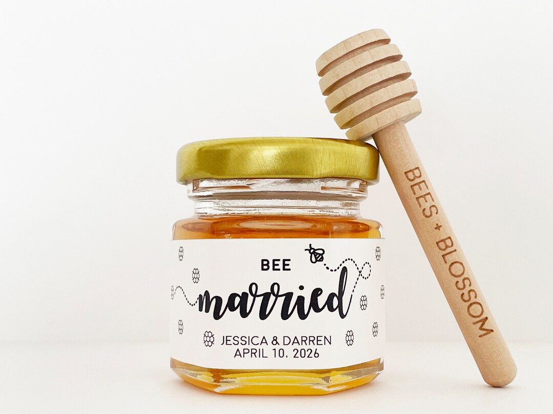 2oz Honey Jar Favors W/ Color Labels Honey Wedding Favors, Honey Bridal