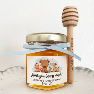 2oz Woodland Baby Animals Honey Jar Favors | Baby Shower Honey Jar Favors, Birthday Favors, Wedding Favors, Bridal Shower Favors