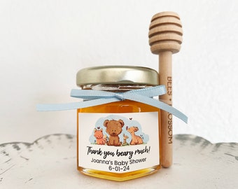 2oz Woodland Baby Animals Honey Jar Favors | Baby Shower Honey Jar Favors, Birthday Favors, Wedding Favors, Bridal Shower Favors