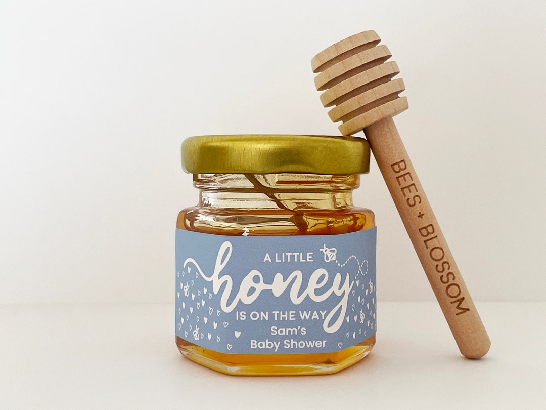 2oz Honey Jar Favors W/ Color Labels Honey Baby Shower Favors, Honey
