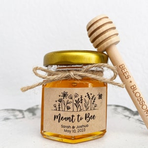 2oz Custom Premium Honey Jar Favors with Kraft Labels | Wedding Favors, Party Favors, Bridal Shower Favors, Baby Shower Favors, Birthdays