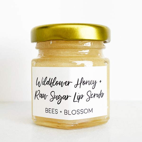 Custom Raw Sugar Lip Scrub in Mini Jar Party Favors | Bridal Shower Favors, Bachelorette Party Favors, Wedding Favors, Baby Shower Favors