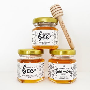 2oz Honey Jar Favors w/ Color Labels | Honey Wedding Favors, Honey Bridal Shower Favors, Honey Baby Shower Favors, Honey Jars, Party Favors