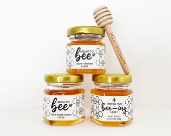 Honey Jar Favors with Color Labels | Wedding, Shower Favors