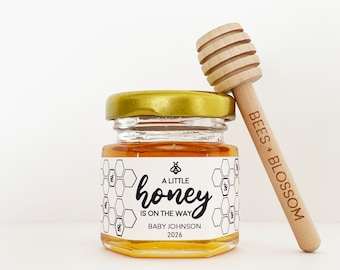 Honey Jar Favors w/ Color Labels | Honey Baby Shower Favors, Honey Wedding Favors, Honey Bridal Shower Favors, Honey Jars, Party Favors