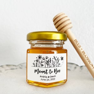 2oz Custom Elegant Honey Jar Favors with Wildflower Honey | Wedding Favors, Party Favors, Bridal Shower Favors, Baby Shower Favors, Birthday