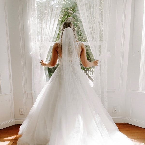 BEST PRICE! Soft Narrow or Wide Wedding Veil Cathedral, Elbow, Waist, Mid Hip, Fingertip, Waltz, Chapel, Floor, Bridal Veil Soft, Simple