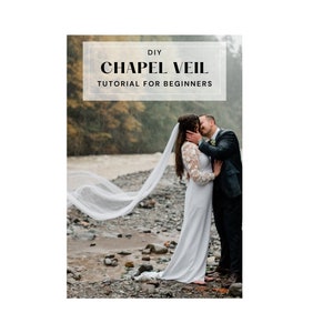 DIY Wedding Veil PDF Template Pattern - Chapel Length - Long Veil DIY with Comb, No Machine Required, Hand Stitch, Simple Bridal Veil