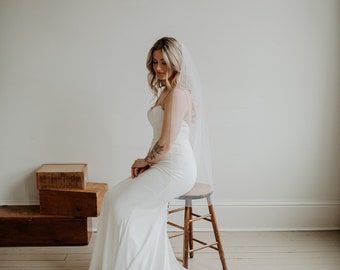 CLEARANCE SALE Fingertip Length Wedding Bridal Veil, 40" Long, Sale, Available in Light Ivory & White