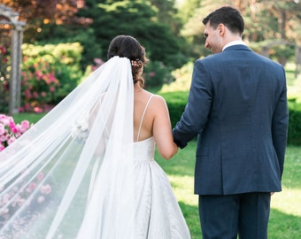 BEST PRICE! Soft Cathedral Simple Soft Raw Edge Bridal Wedding Bridal Veil 1 Layer Raw Edge 108" Long -  White, Ivory, Light Ivory, Black