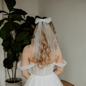 Soft Plain Hair Bow, Simple Raw Edge, Bridal Wedding Bow White, Light Ivory, Ivory, Black image 1