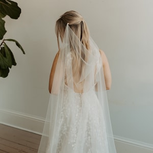 Soft Minimal Drape Cathedral Wedding Veil, Chapel, Floor, Bridal, Wedding Veils, Grecian, Simple, Boho, Veil, White, Light Ivory, Ivory