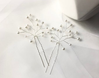 Handmade Pearl Crystal Hair Pin, Headpiece, Bridal Hair Pins, Sparkly Pearl Bridal Pins, Hairpins, Small Pearl Boho,Wedding Hair Accessories