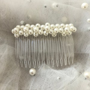 ADD ON* Beaded Pearl Comb, Headpiece, Wedding Hair Comb, Hair Accessories, Simple Silver or Clear Comb, Bridal Hair Piece, Pearls