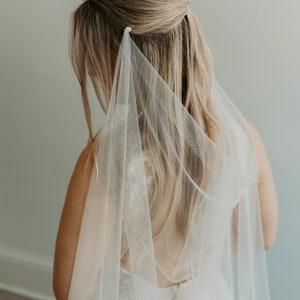 Voile de mariage cathédrale drapé minimaliste, chapelle, sol, mariée, voiles de mariage, grec, simple, bohème, voile, blanc, ivoire clair, ivoire image 4