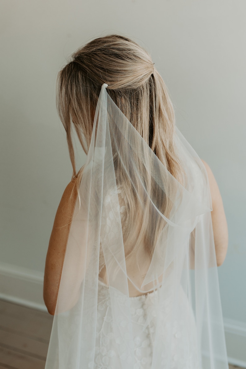 Voile de mariage cathédrale drapé minimaliste, chapelle, sol, mariée, voiles de mariage, grec, simple, bohème, voile, blanc, ivoire clair, ivoire image 4