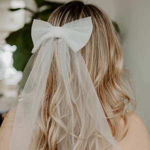 Soft Plain Hair Bow, Simple Raw Edge, Bridal Wedding Bow White, Light Ivory, Ivory, Black image 2