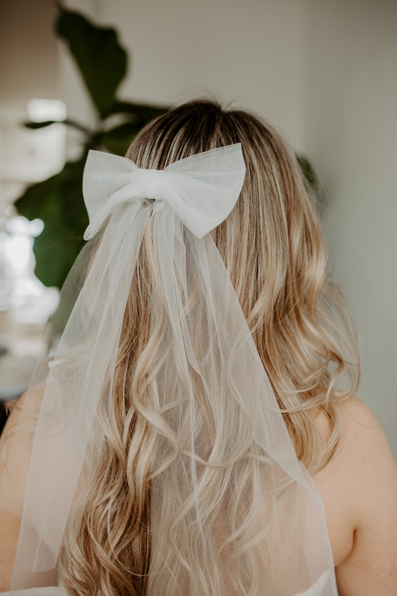 Soft Plain Hair Bow, Simple Raw Edge, Bridal Wedding Bow White, Light Ivory, Ivory, Black image 2