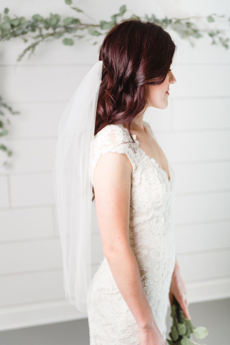 Ivory Light Ivory White BEST PRICE Soft ELBOW Length Wedding Veil with Plain Raw Cut Simple Edge 1T  1 Layer Bridal Veil 26