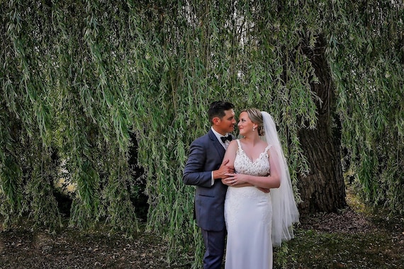 Bridal Veil: Knee Length (48”) NEVER WORN! Angel Cut Knee Length Veil with Pencil Edge | WeddingVeil.com main image 4