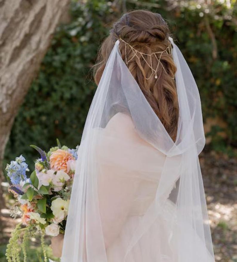 Voile de mariage cathédrale drapé minimaliste, chapelle, sol, mariée, voiles de mariage, grec, simple, bohème, voile, blanc, ivoire clair, ivoire image 7
