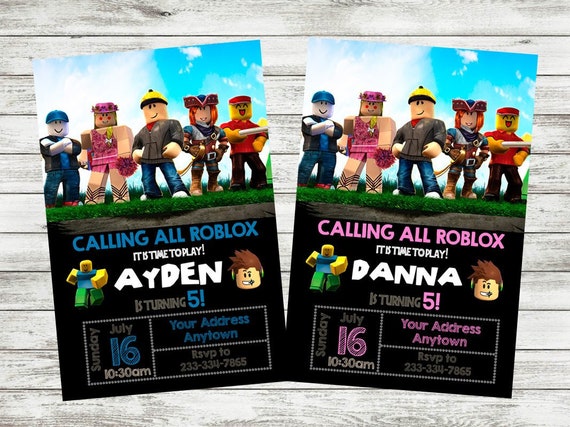 Roblox Invitation Girl Or Boy Roblox Birthday Party Etsy - custom roblox etsy