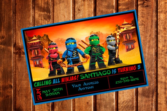 Lego Ninjago Invitation Ninjago Birthday Party Invitation Etsy