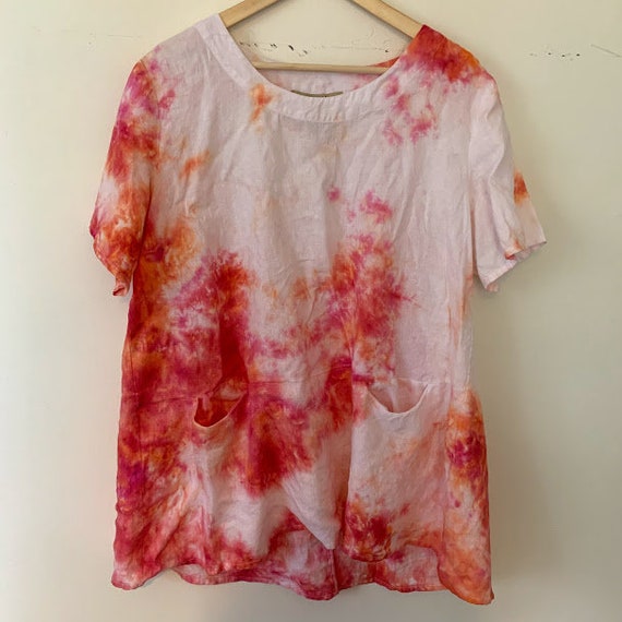 Reworked Tie-dye linen shift dress