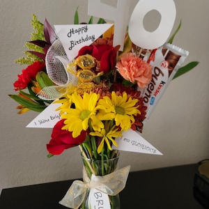 Holiday Gift Bouquet / Birthday Flowers / Anniversary Flowers / Candy Bouquet