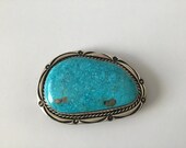 Vintage Signed Chimney Butte Large Navajo Turquoise Unisex Belt Buckle