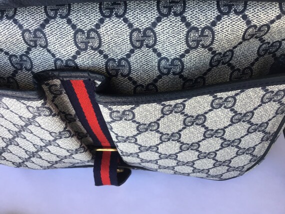 Vintage Gucci School/Messenger Bag Blue Canvas in… - image 7