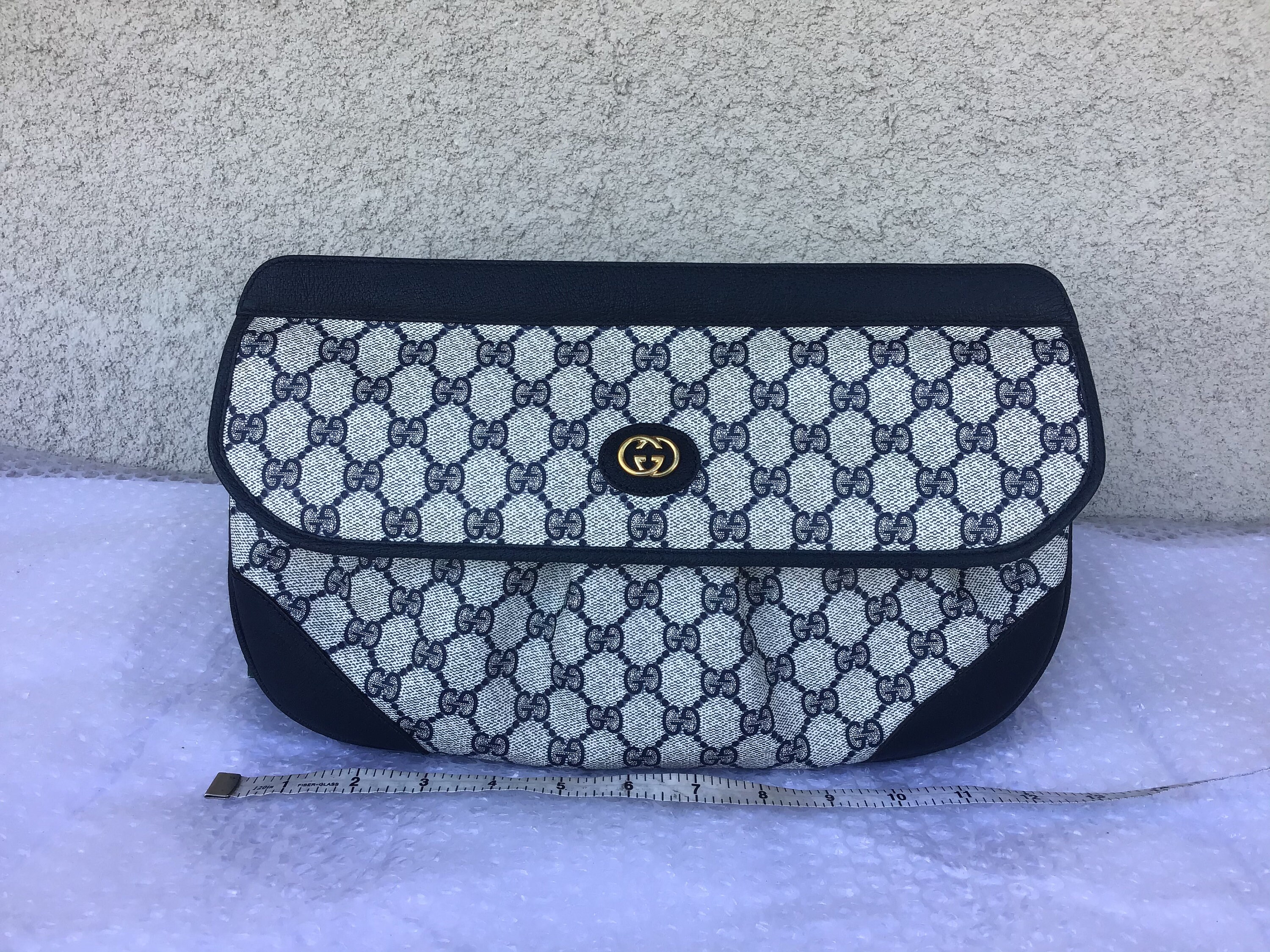 Vintage Gucci 1980s Clutch Blue Canvas Mint Exterior Condition Etsy