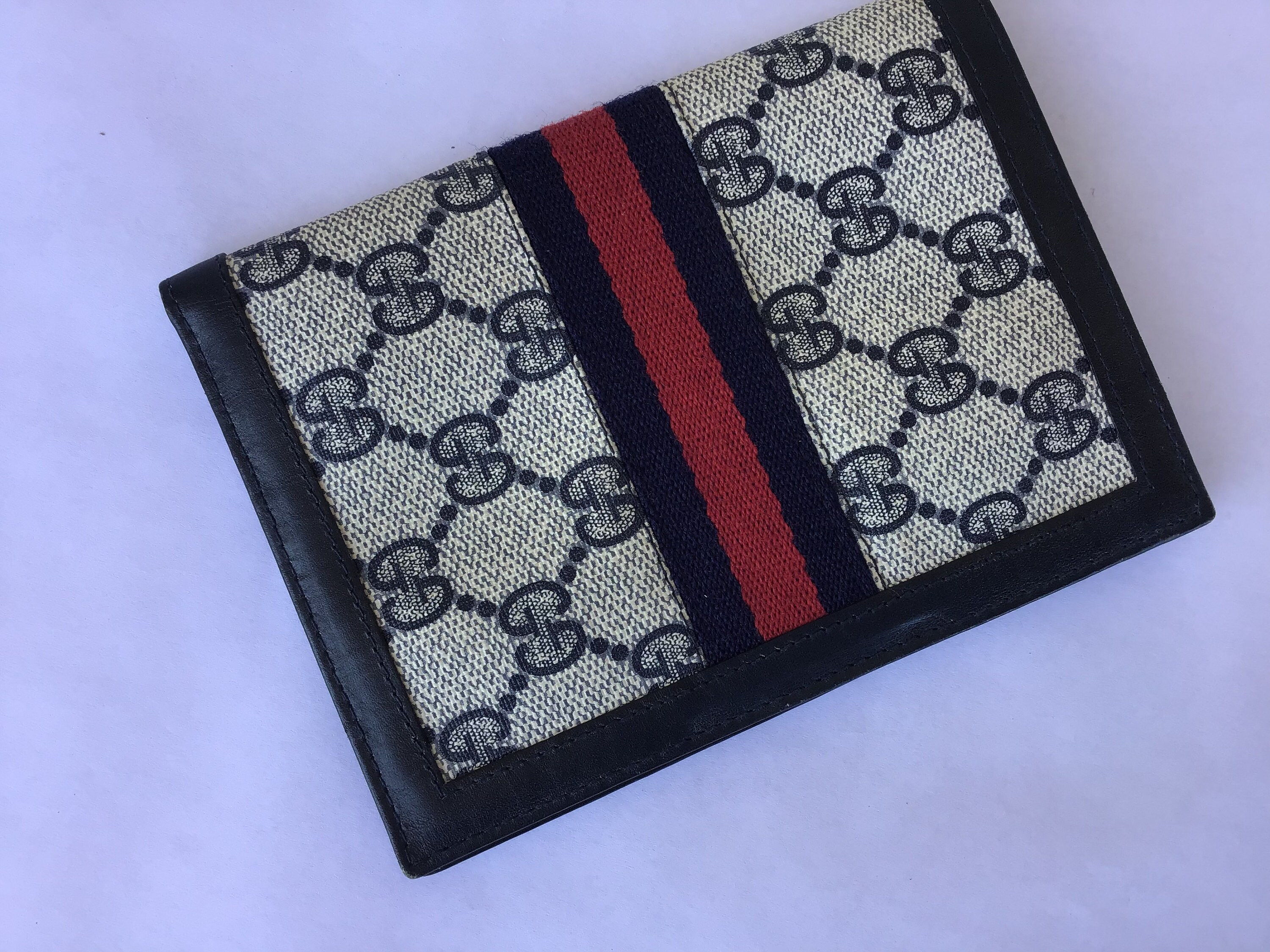 Vintage Gucci Passport Holder/Wallet Unisex Blue Canvas Etsy